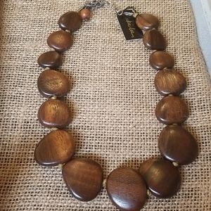 Cookie Lee wood 15 -18 in adjustable necklace